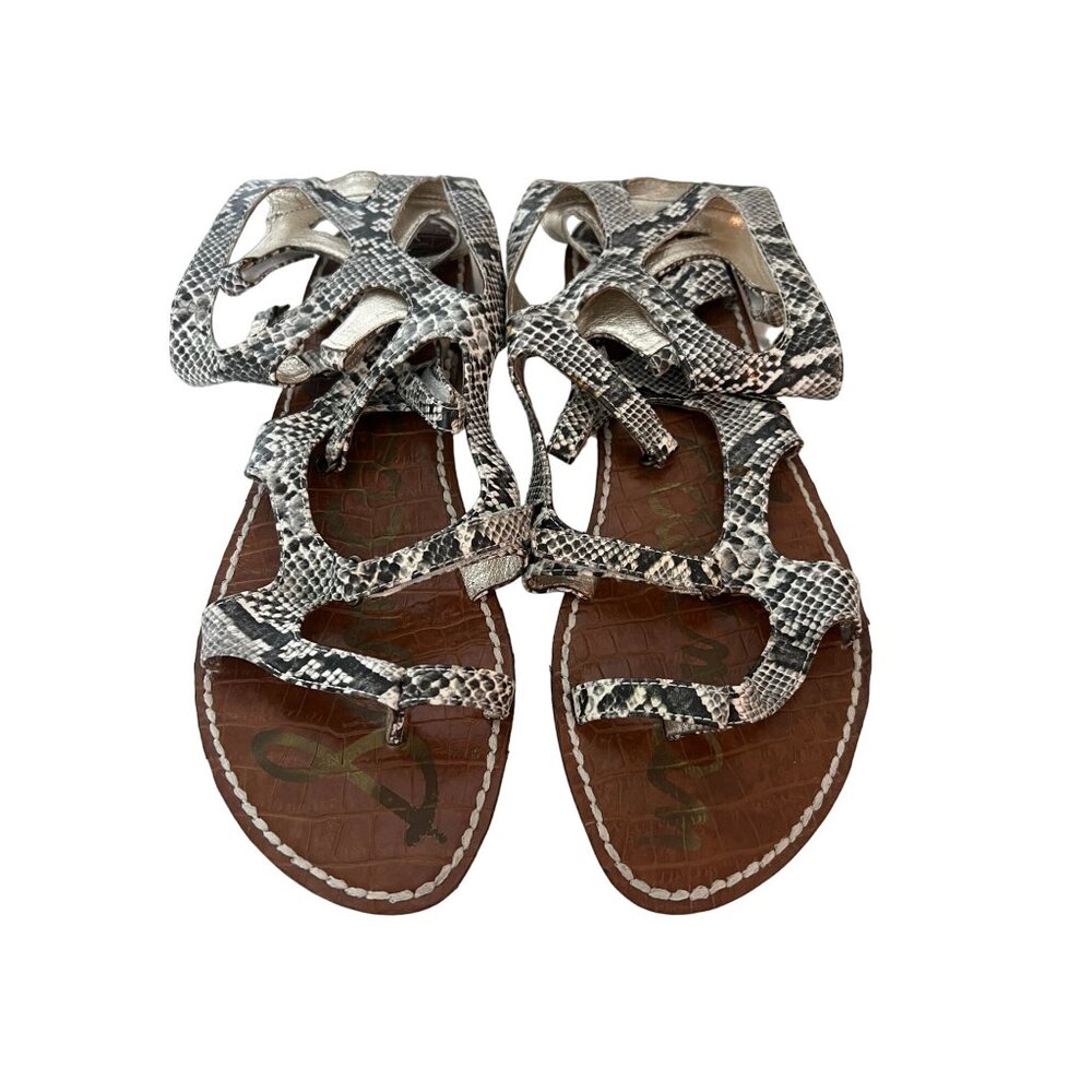 Sam Edelman Snake Print Sandals - Black and White